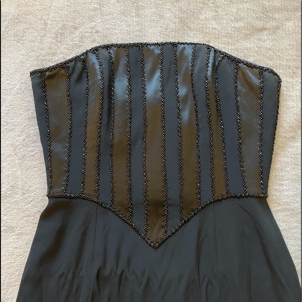 Niteline Della Roufogali Black Sparkle Corset Dress (Full length black dress)